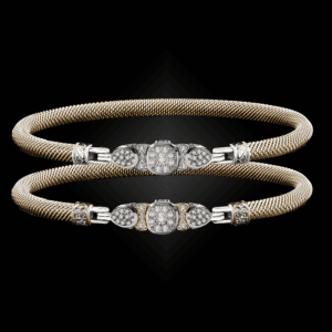 308 Diamond Milanese Vermeil Belle Forme Bangle Bracelet