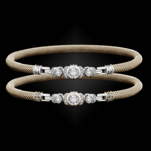 357 Solitaire Diamond Milanese Vermeil La Madre Bangle Bracelet