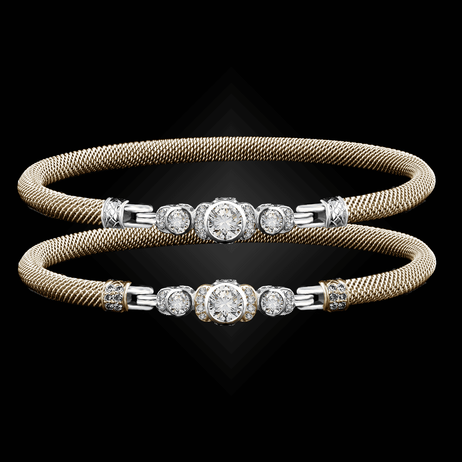 357 Solitaire Diamond Milanese Vermeil La Madre Bangle Bracelet