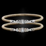 358 Solitaire Diamond Milanese Vermeil Belle Forme Bangle Bracelet