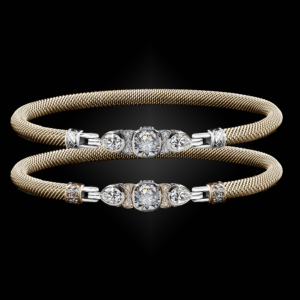 358 Solitaire Diamond Milanese Vermeil Belle Forme Bangle Bracelet