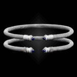 201 Lab Created Sapphire Milanese Mesh Elegante Cuff Bracelet Builder