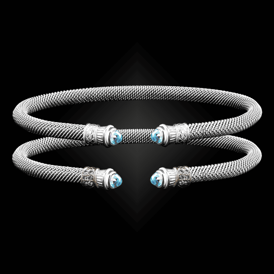 201 Sky Blue Topaz Milanese Mesh Elegante Cuff Bracelet Builder