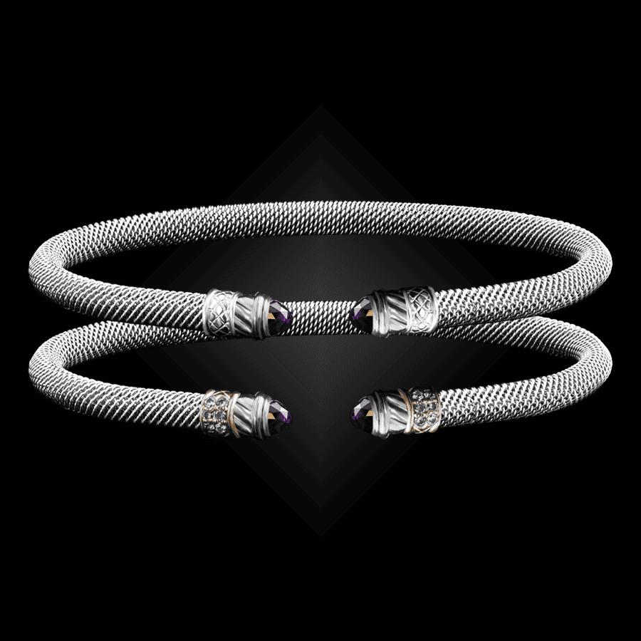 202 Amethyst Milanese Mesh Classica Cuff Bracelet Builder