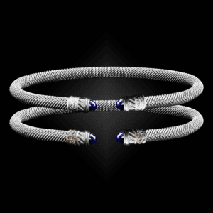 202 Lab Created Sapphire Milanese Mesh Classica Cuff Bracelet Builder