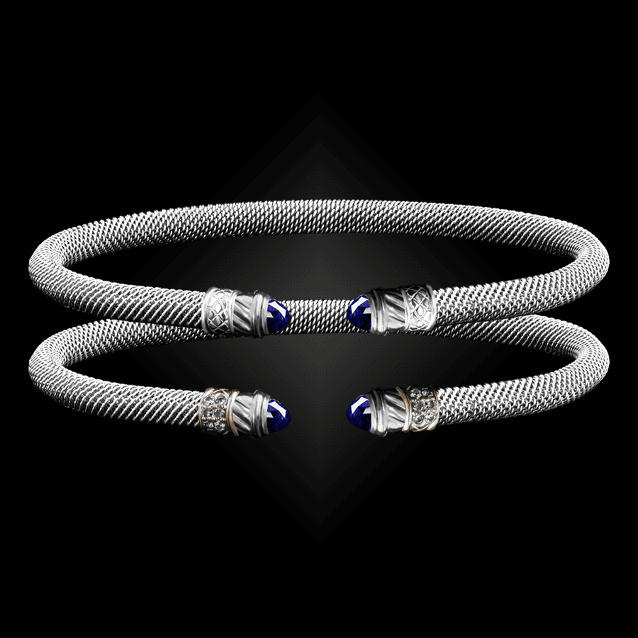 202 Lab Created Sapphire Milanese Mesh Classica Cuff Bracelet Builder