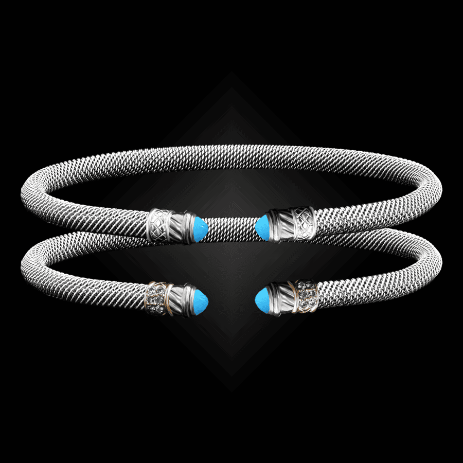 202 Reconstituted Turquoise Milanese Mesh Classica Cuff Bracelet Builder
