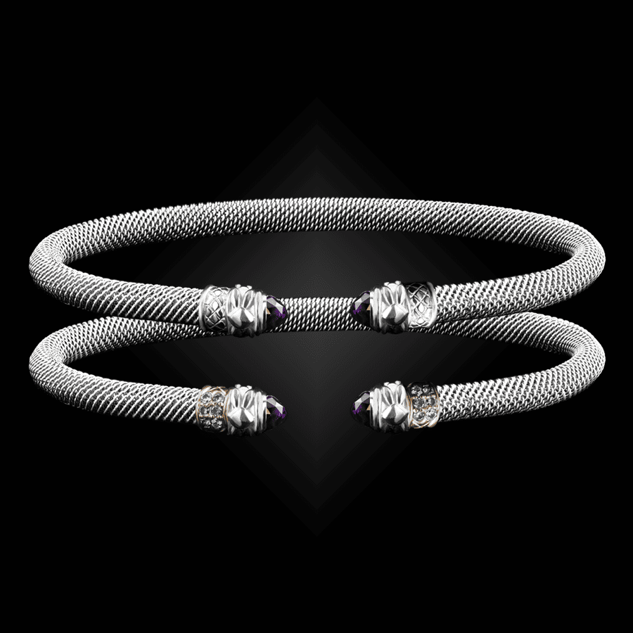 203 Amethyst Milanese Mesh Natura Cuff Bracelet Builder