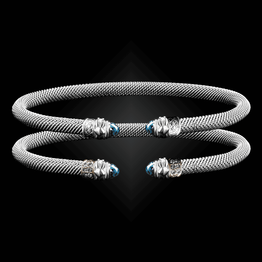 203 Blue Topaz Milanese Mesh Natura Cuff Bracelet Builder