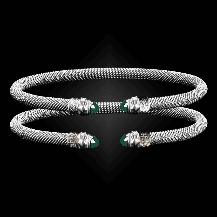 203 Green Onyx Milanese Mesh Natura Cuff Bracelet Builder