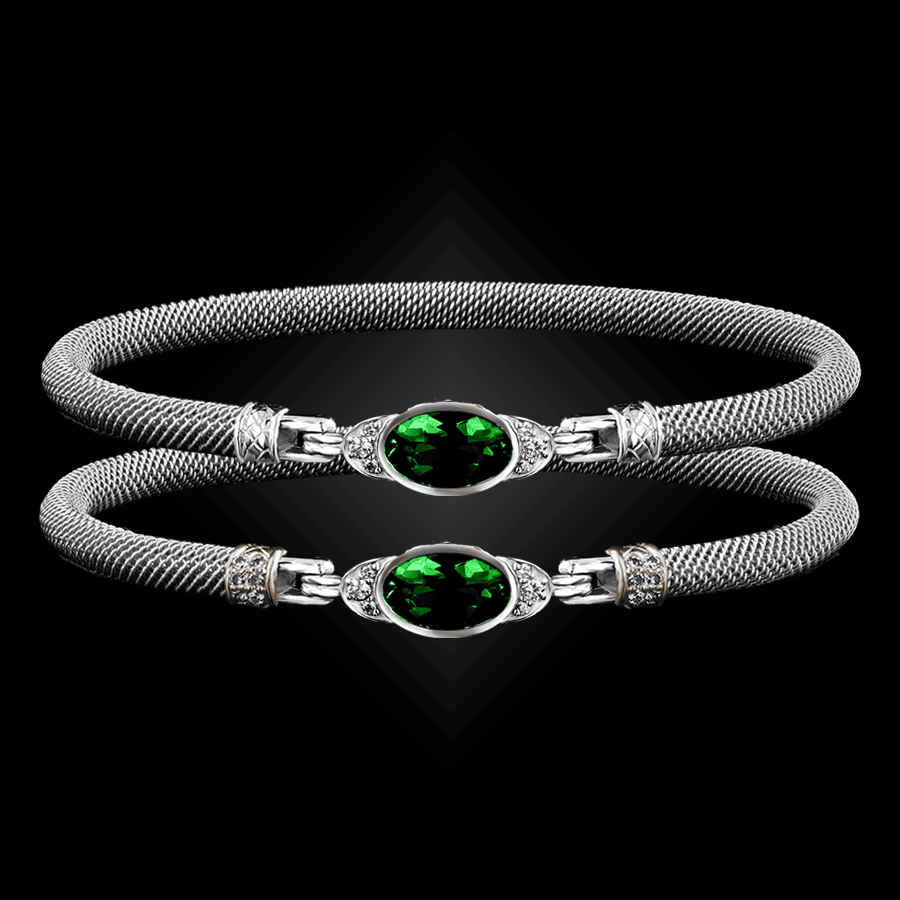 301 Lab Created Emerald Milanese Mesh Elegante Bangle Bracelet Builder