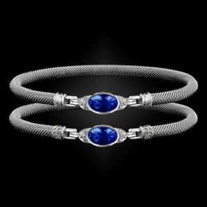 301 Lab Created Blue Sapphire Milanese Mesh Elegante Bangle Bracelet Builder