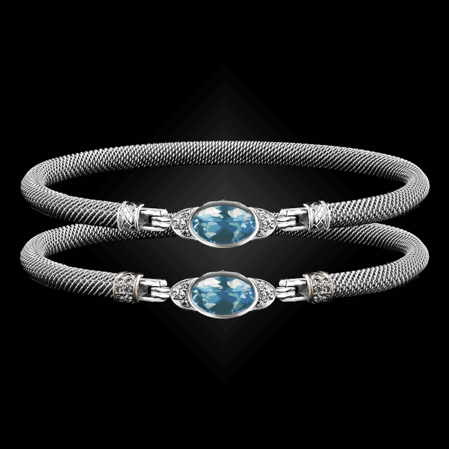 301 Sky Topaz Milanese Mesh Elegante Bangle Bracelet Builder