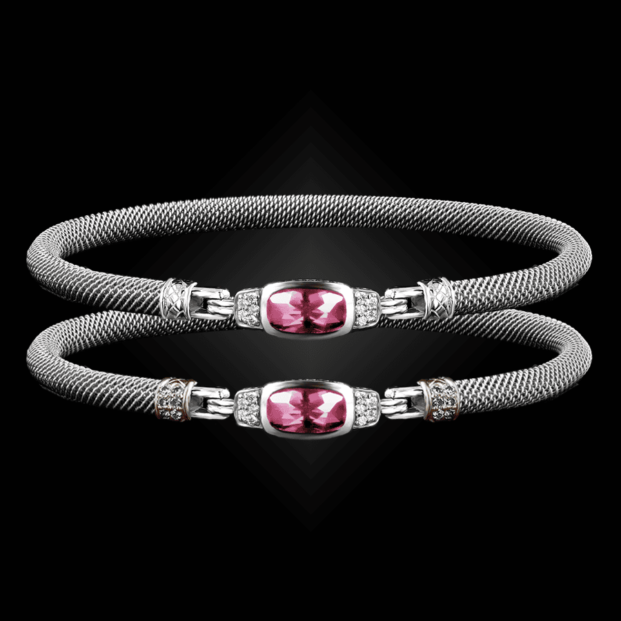 302 Lab Created Pink Sapphire Milanese Mesh Classica Bangle Bracelet Builder