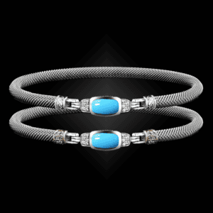 302 Reconstituted Turquoise Milanese Mesh Classica Bangle Bracelet Builder