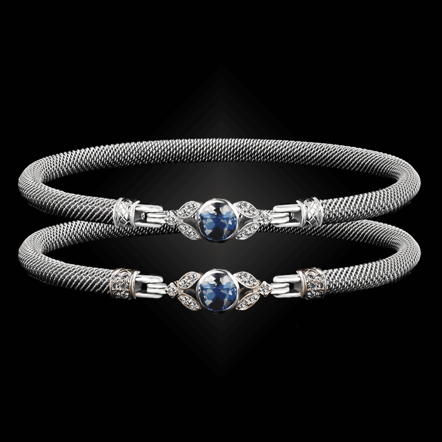 303 Blue Topaz Milanese Mesh Natura Bangle Bracelet Builder