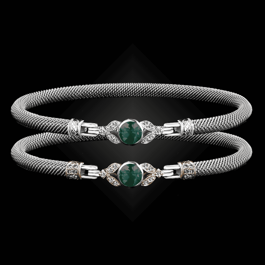 303 Onyx Green Milanese Mesh Natura Bangle Bracelet Builder