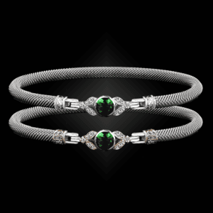 303 Lab Created Emerald Milanese Mesh Natura Bangle Bracelet Builder