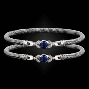 303 Lab Created Blue Sapphire Milanese Mesh Natura Bangle Bracelet Builder