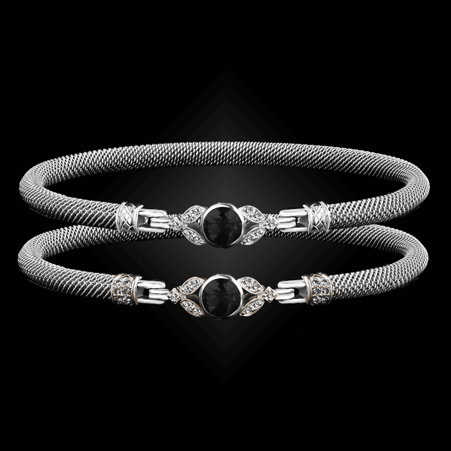 303 Onyx Black Milanese Mesh Natura Bangle Bracelet Builder