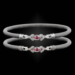 304 Lab Pink Sapphire Milanese Mesh Marchesa Bangle Bracelet Builder