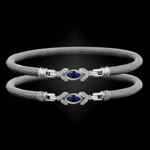 304 Lab Blue Sapphire Milanese Mesh Marchesa Bangle Bracelet Builder