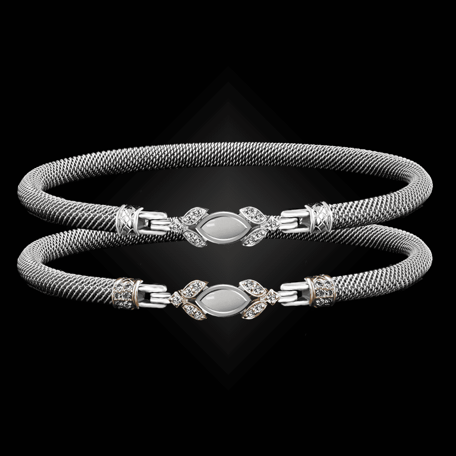 304 Mother of Pearl Milanese Mesh Marchesa Bangle Bracelet Builder