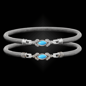 304 Recon Turquoise Milanese Mesh Marchesa Bangle Bracelet Builder
