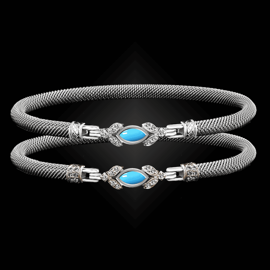 304 Recon Turquoise Milanese Mesh Marchesa Bangle Bracelet Builder