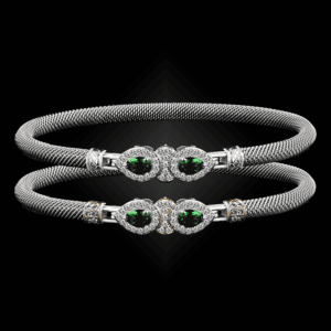 305 Lab Emerald Milanese Mesh La Pera Bangle Bracelet Builder