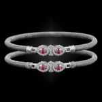 305 Lab Pink Sapphire Milanese Mesh La Pera Bangle Bracelet Builder