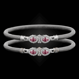 305 Lab Pink Sapphire Milanese Mesh La Pera Bangle Bracelet Builder