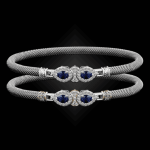 305 Lab Blue Sapphire Milanese Mesh La Pera Bangle Bracelet Builder