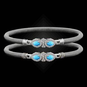 305 Recon Turquoise Milanese Mesh La Pera Bangle Bracelet Builder