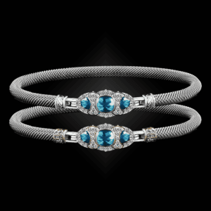 306 Blue Topaz Milanese Mesh Cuscino Bangle Bracelet Builder