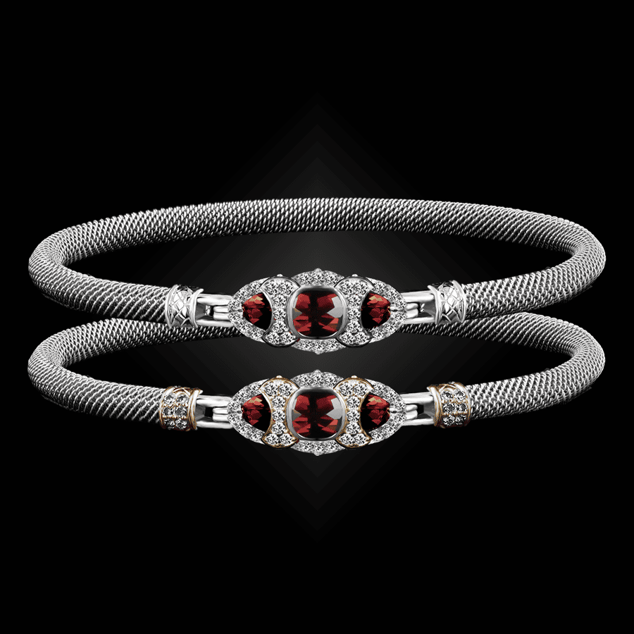 306 Garnet Milanese Mesh Cuscino Bangle Bracelet Builder