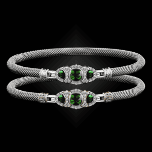306 Lab Emerald Milanese Mesh Cuscino Bangle Bracelet Builder