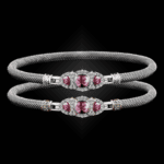 306 Lab Pink Sapphire Milanese Mesh Cuscino Bangle Bracelet Builder
