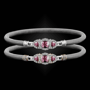 306 Lab Pink Sapphire Milanese Mesh Cuscino Bangle Bracelet Builder