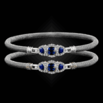 306 Lab Blue Sapphire Milanese Mesh Cuscino Bangle Bracelet Builder