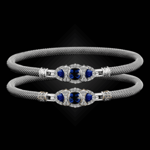 306 Lab Blue Sapphire Milanese Mesh Cuscino Bangle Bracelet Builder