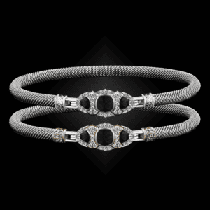 306 Onyx Black Milanese Mesh Cuscino Bangle Bracelet Builder