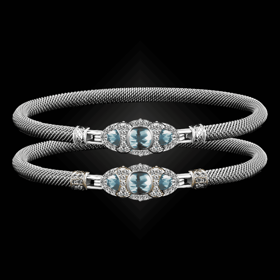 306 Sky Topaz Milanese Mesh Cuscino Bangle Bracelet Builder