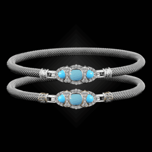 306 Recon Turquoise Milanese Mesh Cuscino Bangle Bracelet Builder
