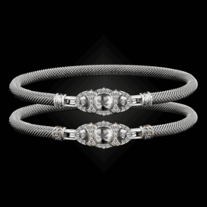 306 White Topaz Milanese Mesh Cuscino Bangle Bracelet Builder