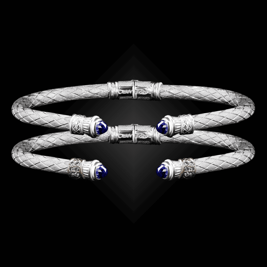 201 Lab Created Sapphire Caerleon two Elegante Cuff Bracelet Builder