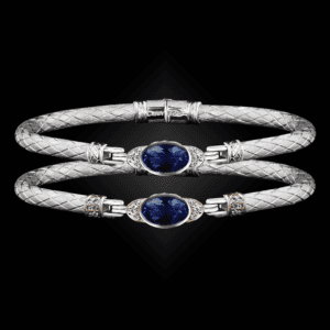 301 Lab Created Blue Sapphire Caerleon two Elegante Bangle Bracelet Builder