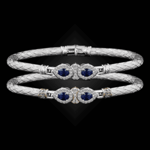 305 Lab Blue Sapphire Caerleon two La Pera Bangle Bracelet Builder