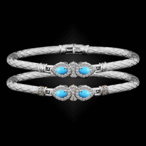 305 Recon Turquoise Caerleon two La Pera Bangle Bracelet Builder