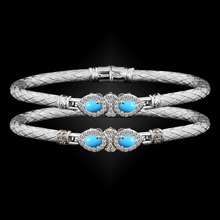305 Recon Turquoise Caerleon two La Pera Bangle Bracelet Builder
